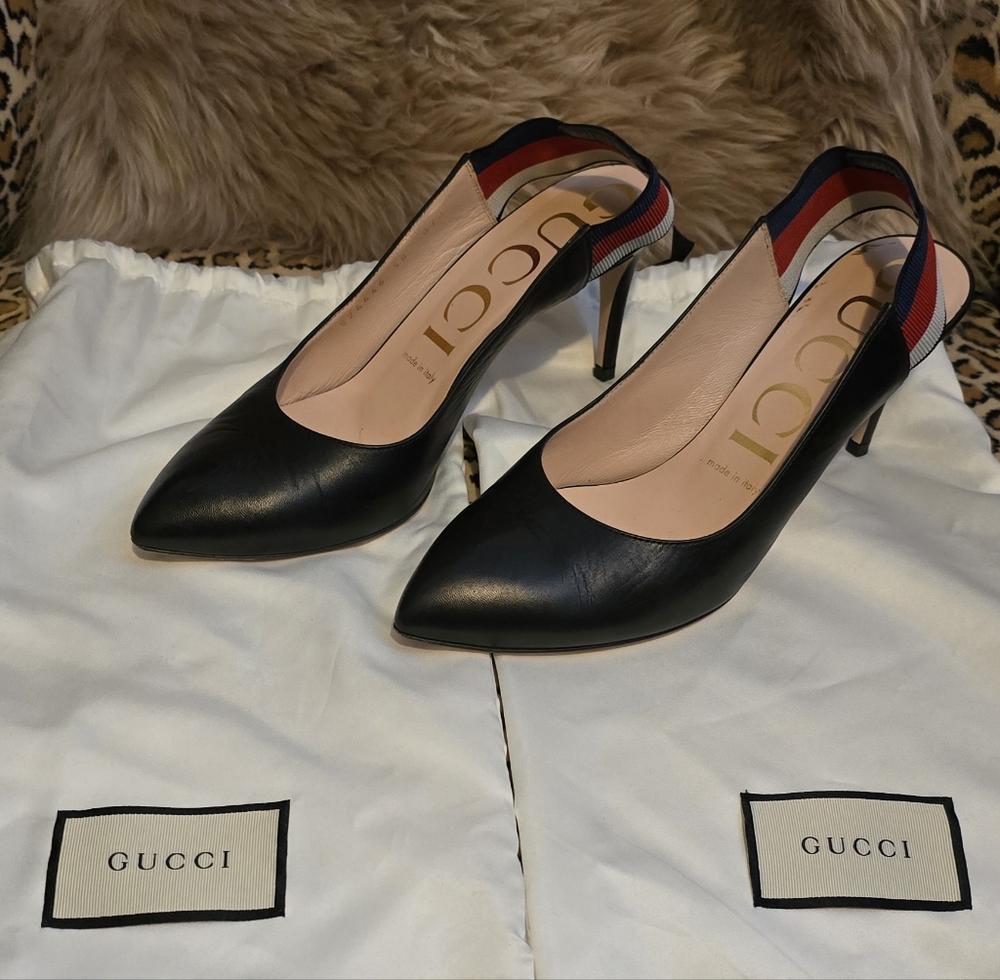 Gucci Black Slingback Heels
